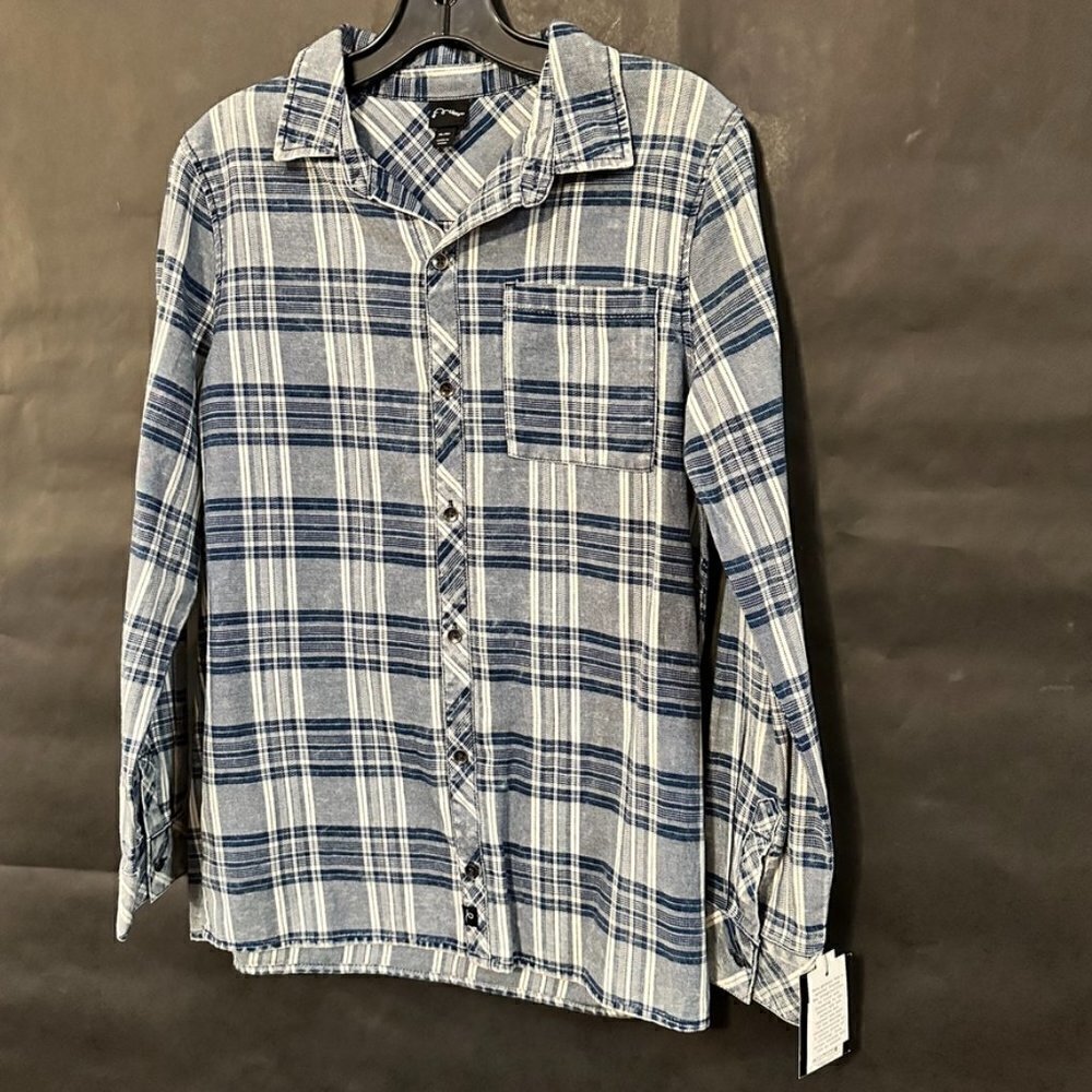 Art Class NWT Plaid Shirt Boys XL Extra Large Window Pane Blue Button Up Down - Picture 2 of 6
